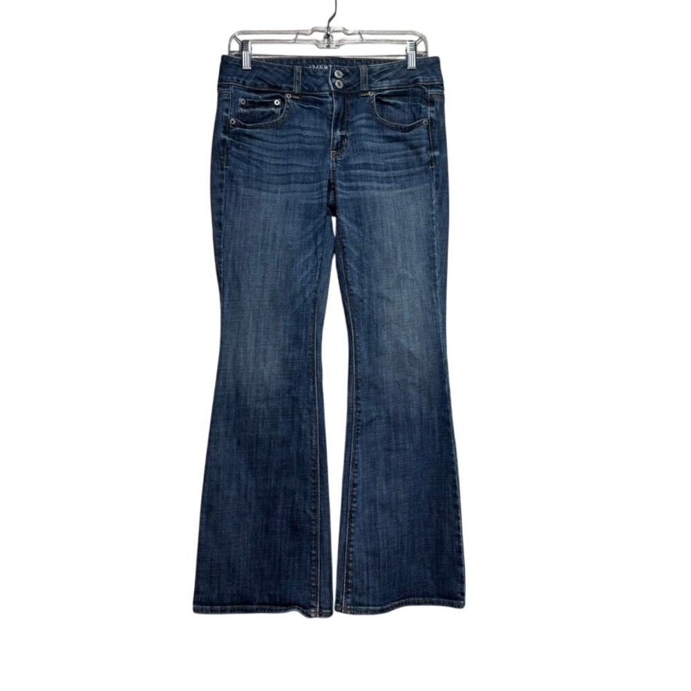 American Eagle Artist Flare Jeans Womens Size 8 Short Medium Wash Stretch
